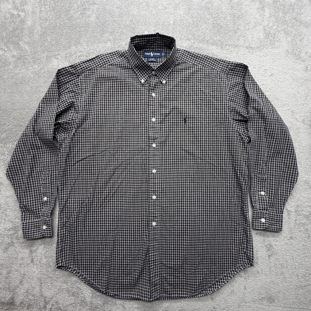 Ralph Lauren Shirt Mens L Black Check Blake Embroidered Pony Button Up Cotton